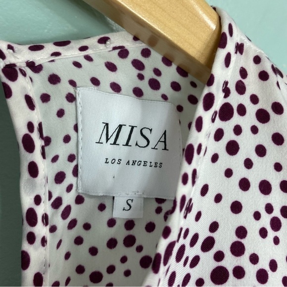 Misa Annabelle Polka Dot Blouse Purple White Ruffle Sleeve Sz S - Picture 3 of 5